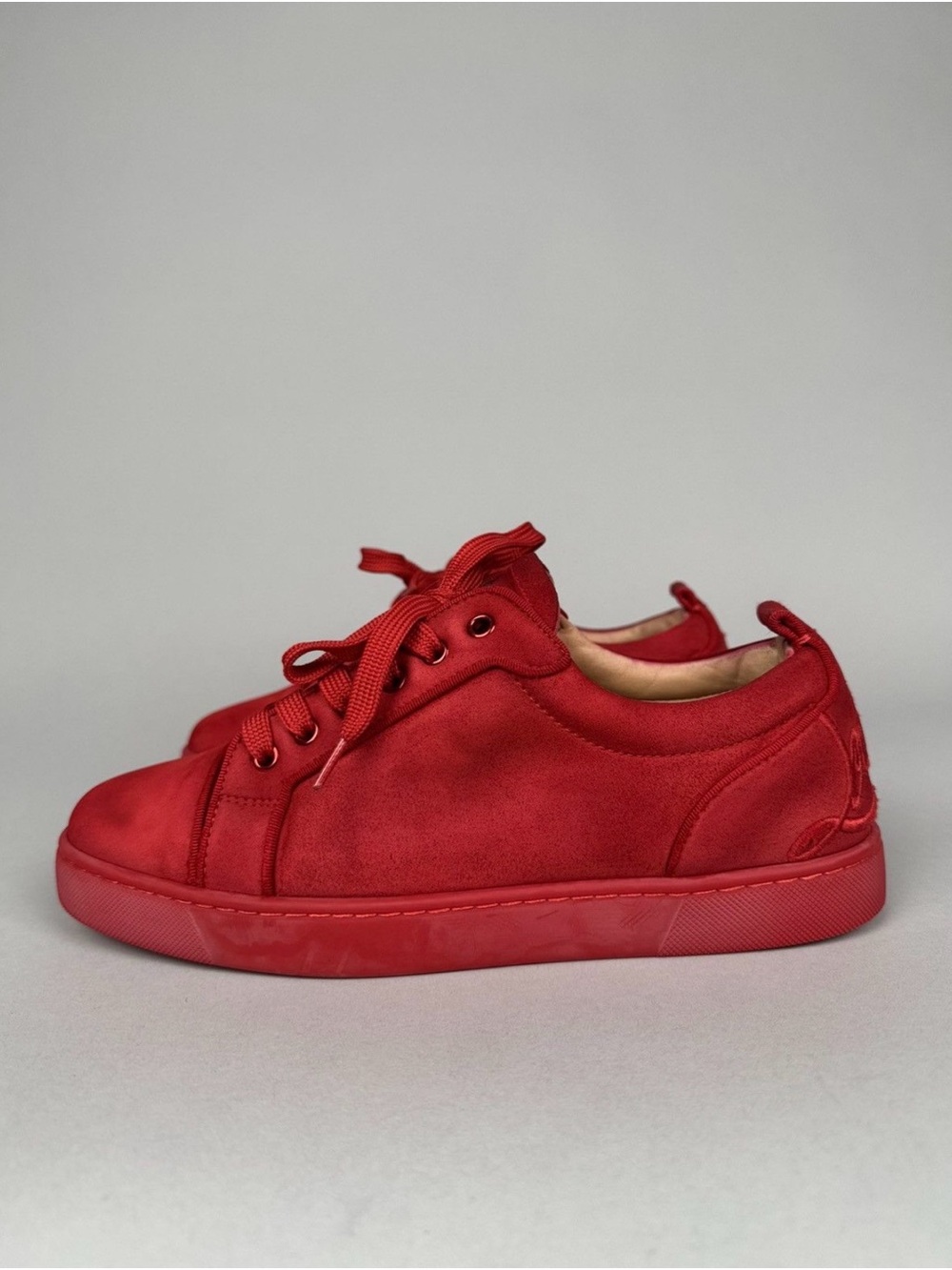 Christian Louboutin Men’s All-Red Suede Low-Top Sneakers
